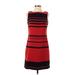 Banana Republic Factory Store Casual Dress - Sheath High Neck Sleeveless: Red Color Block Dresses - Women's Size 4 Petite