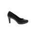 Clarks Heels: Slip-on Chunky Heel Work Black Print Shoes - Women's Size 10 - Round Toe