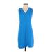 Banana Republic Casual Dress - Shift V Neck Sleeveless: Blue Print Dresses - Women's Size 0