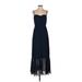 Azazie Cocktail Dress - A-Line Sweetheart Sleeveless: Blue Solid Dresses - Women's Size 4