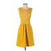 Maeve Cocktail Dress - A-Line Crew Neck Sleeveless: Yellow Dresses - Women's Size Small