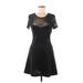 Divided by H&M Cocktail Dress - Party Scoop Neck Short sleeves: Black Solid Dresses - Women's Size 8