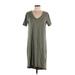 Gap Casual Dress - High/Low V-Neck Short sleeves: Gray Solid Dresses - Women's Size Medium