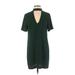 Zara Casual Dress - Mini Mock Short sleeves: Green Solid Dresses - Women's Size Small