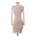 BCBGMAXAZRIA Cocktail Dress - Bodycon: Gray Chevron/Herringbone Dresses - Women's Size 2X-Small