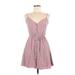 PURPLE SNOW Casual Dress - Mini V-Neck Sleeveless: Pink Print Dresses - Women's Size Medium