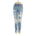 American Eagle Outfitters Jeggings - High Rise Skinny Leg Boyfriend: Blue Bottoms - Women's Size 2 - Distressed Wash