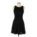 Necessary Objects Casual Dress - Mini Crew Neck Sleeveless: Black Print Dresses - Women's Size Large