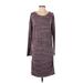 Athleta Casual Dress - DropWaist Scoop Neck Long sleeves: Burgundy Dresses - Women's Size Small