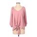 ee:some 3/4 Sleeve Blouse: Pink Print Tops - Women's Size Small