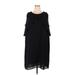 Vince Camuto Casual Dress - Shift Crew Neck Long sleeves: Black Print Dresses - New - Women's Size 2X