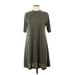 Apt. 9 Casual Dress - A-Line Mock Short sleeves: Gray Print Dresses - Women's Size Medium