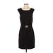 Cynthia Steffe Cocktail Dress - Sheath Scoop Neck Sleeveless: Black Solid Dresses - Women's Size 4