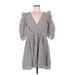 H&M Casual Dress - Mini V-Neck 3/4 sleeves: Gray Dresses - Women's Size Medium