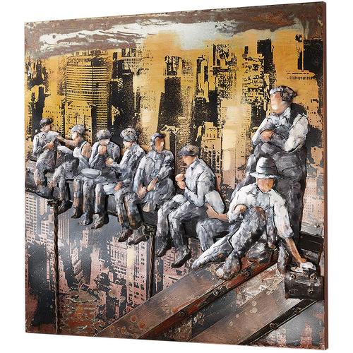 Metallbild LOCKER ""3D BAUARBEITER NY"" Bilder Gr. B/H/T: 90cm x 90cm x 5cm, bunt