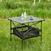28" Square Folding Outdoor Table, Black Aluminum Camping Table with Roll-Up Top and Carrying Bag for Beach Backyard BBQ Patio