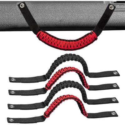 4pcs Roll Bar Grab Handles Nylon Braided Umbrella Rope Multi-Purpose Modified Grips Interior Accessories