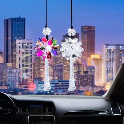 2pcs Crystal Hanging Car Decor Bling Car Accessories Car Ornaments for Rear View Mirror Fashion Tassel Craft Lucky Interior