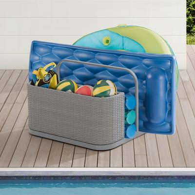 Sunjoy Rust-proof Aluminum Pool Float Storage Rack, Outdoor Wicker Poolside Float Organizer
