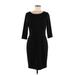 Ellen Tracy Casual Dress - Sheath Scoop Neck 3/4 sleeves: Black Print Dresses - Women's Size 8