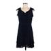 Banana Republic Casual Dress - Mini V-Neck Short sleeves: Blue Solid Dresses - Women's Size 8 Petite