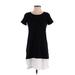 Theory Casual Dress - Mini Crew Neck Short sleeves: Black Print Dresses - Women's Size Small