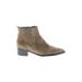 Marc Fisher LTD Ankle Boots: Chelsea Boots Chunky Heel Casual Tan Print Shoes - Women's Size 6 1/2 - Almond Toe