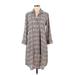 CAbi Casual Dress - Shirtdress Collared 3/4 sleeves: Gray Dresses - Women's Size Medium