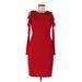 Calvin Klein Casual Dress - Sheath Crew Neck Long sleeves: Red Solid Dresses - Women's Size 8