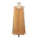 Massimo Dutti Casual Dress - A-Line Scoop Neck Sleeveless: Tan Print Dresses - Women's Size 2