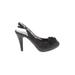 Fioni Heels: Slingback Stiletto Cocktail Black Solid Shoes - Women's Size 7 - Round Toe