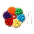 Jeu de société de perles en bois en forme de fleur jeu de société Montessori avec perles en