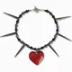 Collier pendentif coeur rouge rivet punk pour femme breloques gothiques bijoux grunge accessoires