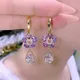 Boucles d'oreilles pendantes fleur en cristal violet pour femmes et filles boucles d'oreilles
