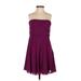 Express Cocktail Dress - A-Line Open Neckline Sleeveless: Purple Solid Dresses - Women's Size 2