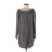 Hard Tail Casual Dress - Mini Boatneck Long sleeves: Gray Solid Dresses - Women's Size Medium