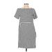 Ann Taylor Casual Dress - Shift Crew Neck Short sleeves: White Print Dresses - Women's Size X-Small Petite