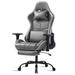 Inbox Zero Adjustable Reclining Ergonomic Swiveling PC & Racing Game Chair w/ Footrest in Gray Foam Padding in Black/Gray | Wayfair