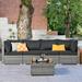 Latitude Run® Cushion Color 107.08" Wide Outdoor Patio Sectional w/ Cushions Wicker/Rattan/Olefin Fabric Included in Gray/Black | Wayfair