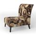 Slipper Chair - George Oliver Kiwon Upholstered Slipper Chair Polyester in Black/Brown/White | 32 H x 21 W x 25 D in | Wayfair