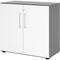 bümö Aktenschrank abschließbar, Büroschrank Holz 80cm breit in Graphit/Weiß - abschließbarer Schrank mit Aktenregal für's Büro & Arbeitszimmer, Büro