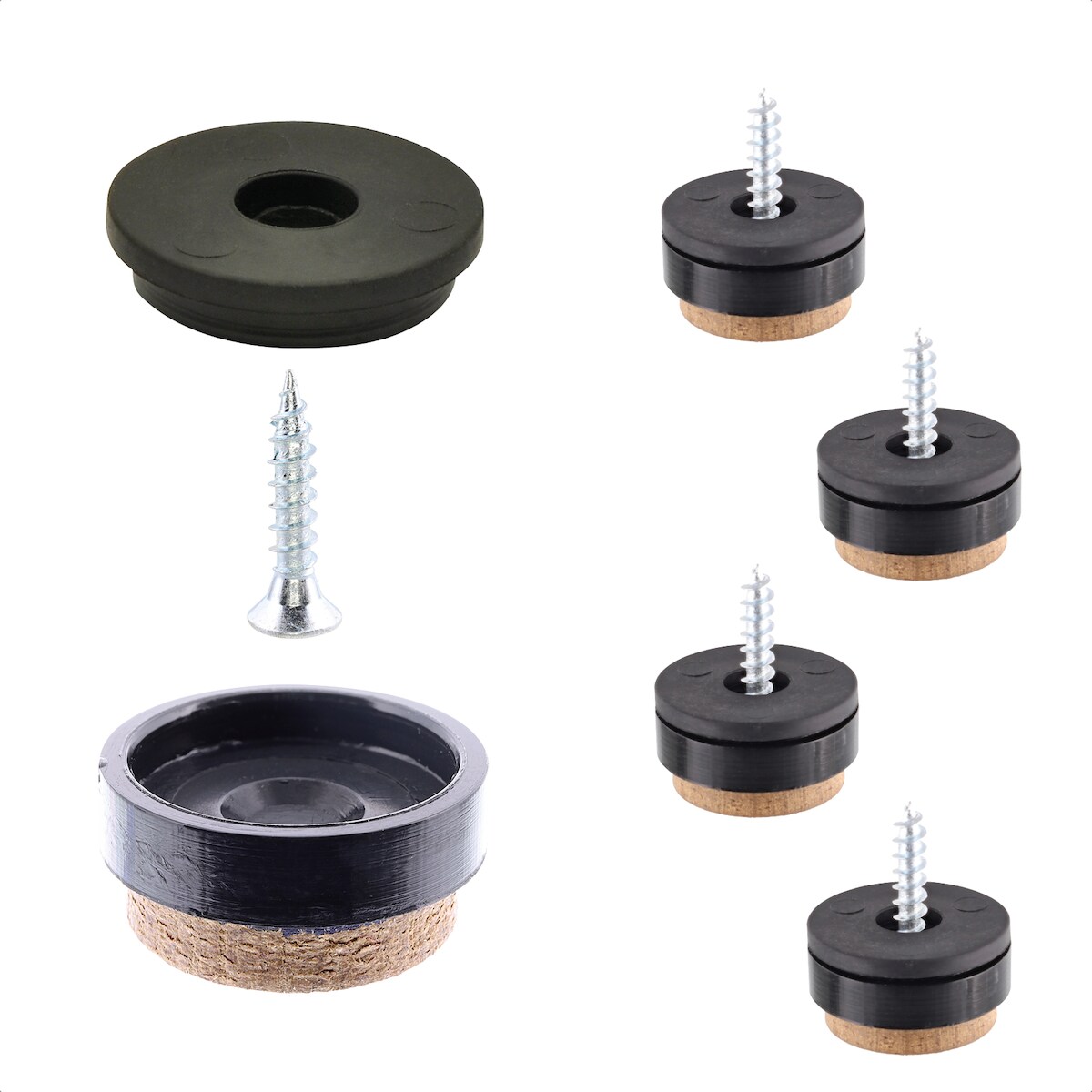 WAGNER QuickClick® Spezial Filzgleiter SYNO SLIM - 4x Schraube, je 4x Basis Ø 17 mm & Gleiter Ø 17 mm, DE Ware -16781500 Image