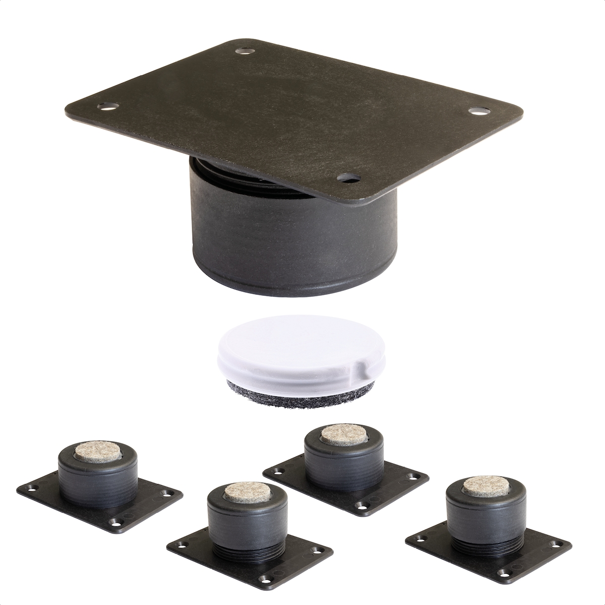 WAGNER Verstellfuß LOUNGE 4tlg. Set - Ø 45 x 25-35 mm, schwarz, QuickClick® Filzgleiter, Platte 60 x 80 mm - 16907199 Image