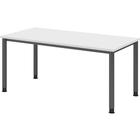bümö höhenverstellbarer Schreibtisch H-Serie 160x80 cm in weiß, Gestell in Graphit - PC Tisch für's Büro manuell höhenverstellbar, Computertisch