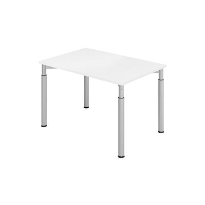 bümö höhenverstellbarer Schreibtisch 120x80 cm in weiß, Gestell silber - PC Tisch höhenverstellbar & klein, höhenverstellbarer Tisch Büro, kleiner Image