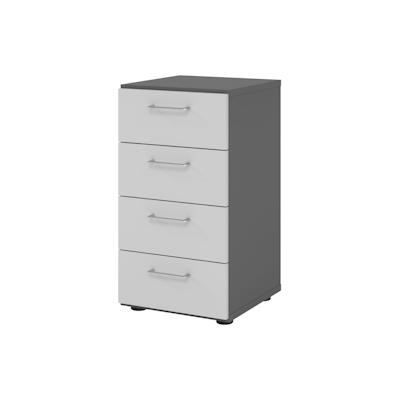 bümö smart Schubladenschrank, Büroschrank in Graphit/Grau mit 4 Schüben - Bürocontainer aus Holz, Container mit Metallgriffen & Soft-Stop Schubladen Image