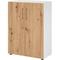 bümö Aktenschrank abschließbar, Büroschrank Holz 80cm breit in Weiß/Asteiche - abschließbarer Schrank mit Aktenregal für's Büro & Arbeitszimmer, Büro