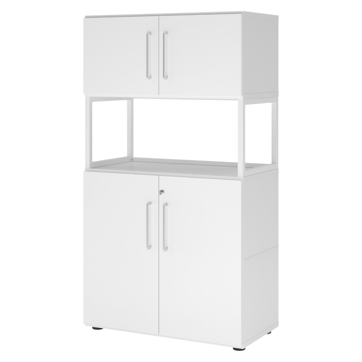 bümö flexi Aktenschrank abschließbar mit Regal in Weiß Image