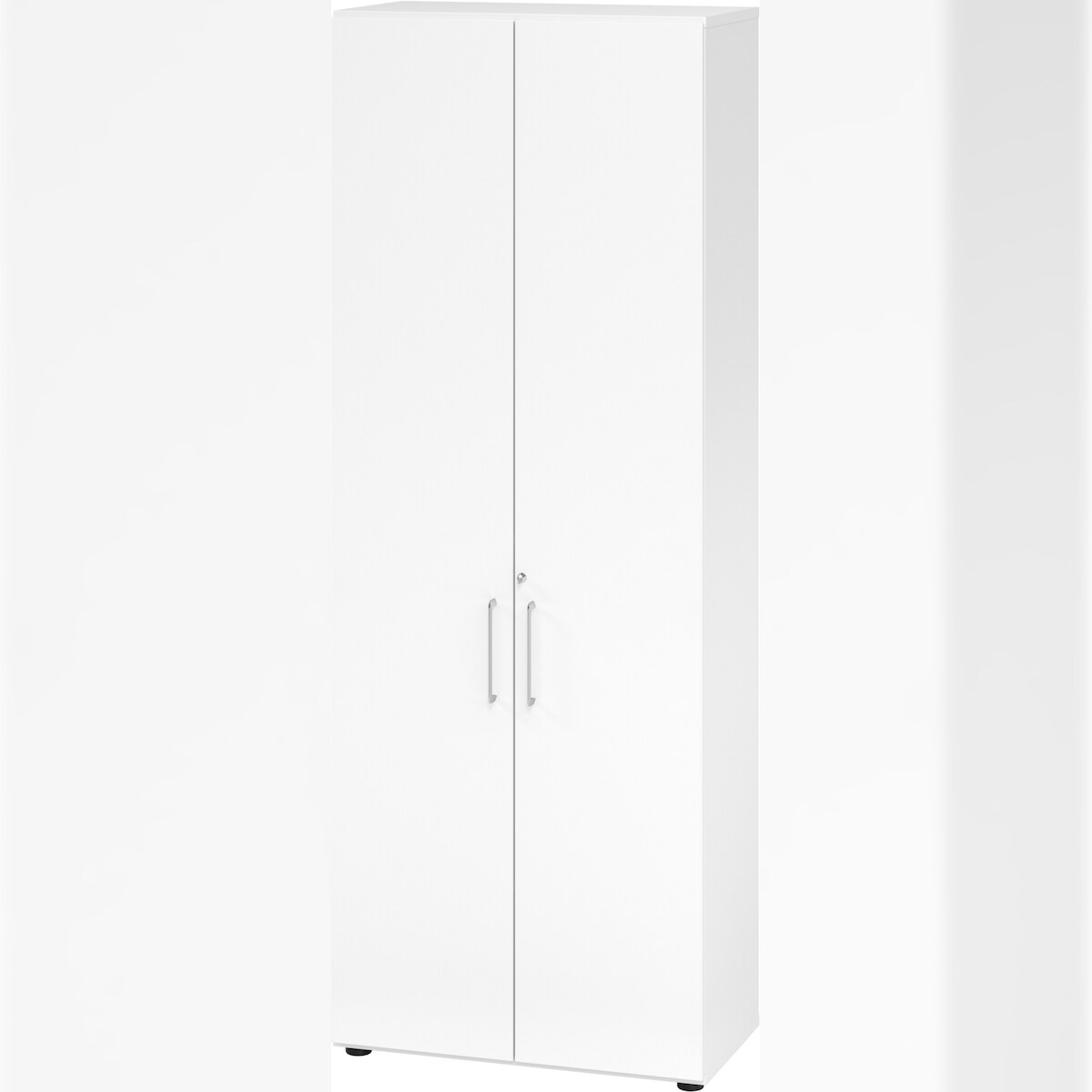 bümö Aktenschrank abschließbar, Büroschrank Holz 80cm breit in weiß - abschließbarer Schrank mit Aktenregal für's Büro & Arbeitszimmer, Büro Möbel