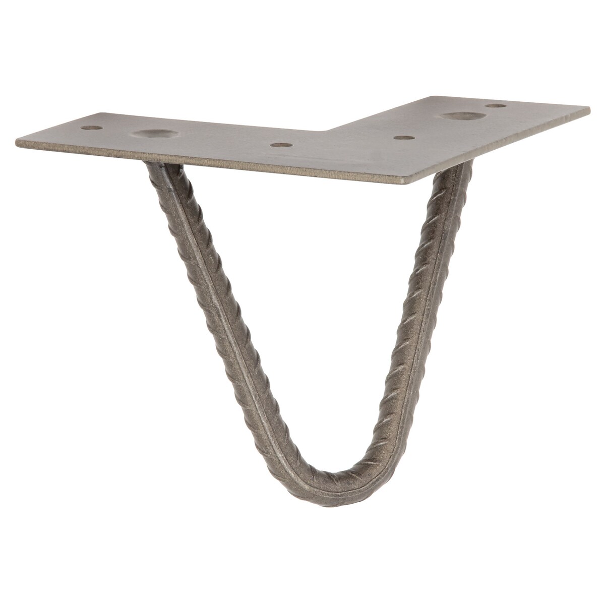 WAGNER Möbelbein HAIRPIN LEG Retro - 12 x 12 x 10 cm, BAUSTAHL LOOK, eisen matt, Bein schräg & Anschraubplatte- 12821801 Image